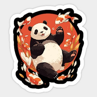 panda and koi Sticker